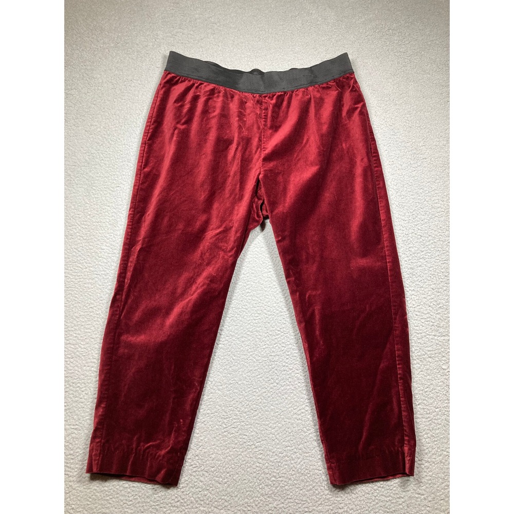 Jessica London Pants Women's 22 Red Velvet Pull On‎ High Rise Dressy Holiday